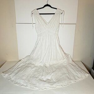 Madewell Sophia White Smock Midi Window Payne Check Flowy Silhouette Dress Sz M